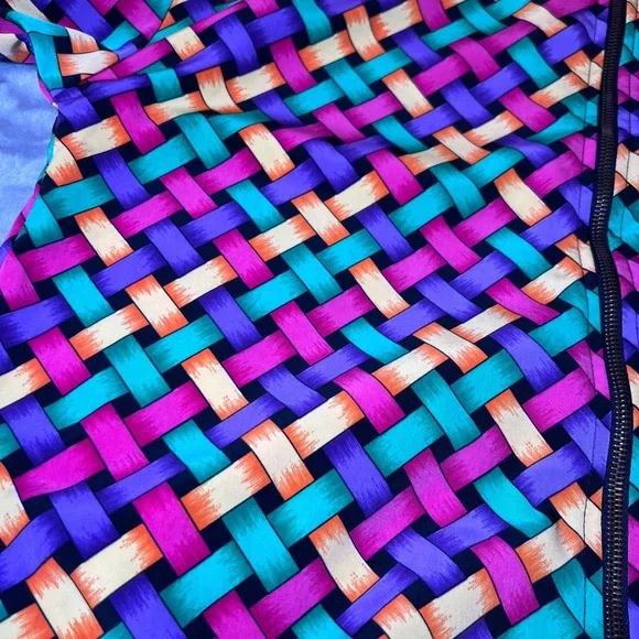 Silver Threads Vintage Woven Geometric Print Jacket Womens Medium Colorful Bold - Picture 9 of 12